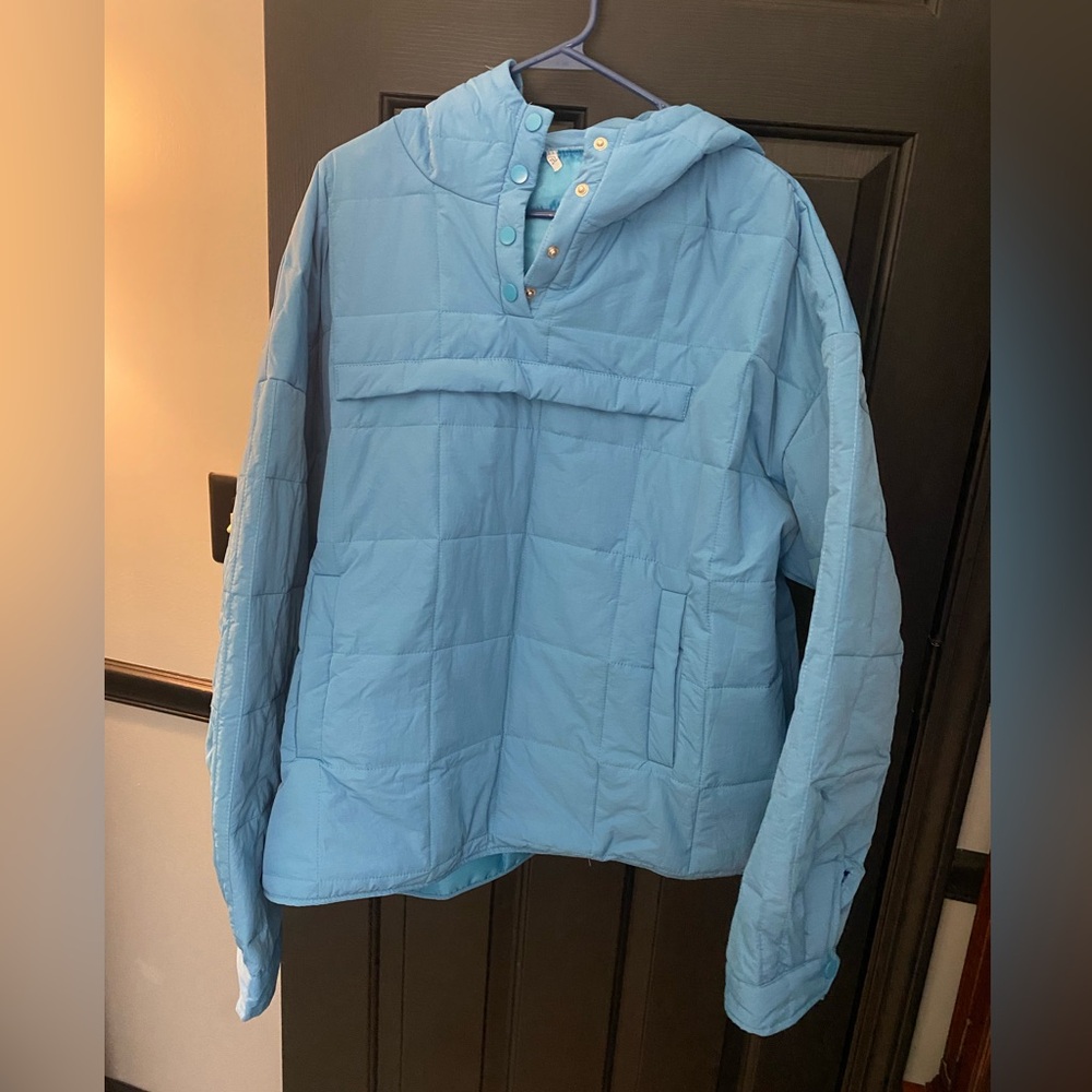 Light Blue Quilted Pullover Jacket